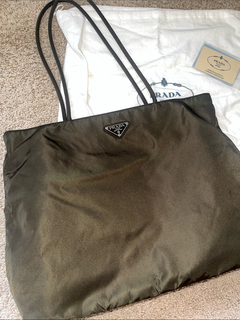 Prada Black Tessuto Shoulder Tote with Triangular Logo - Picture 2 of 15